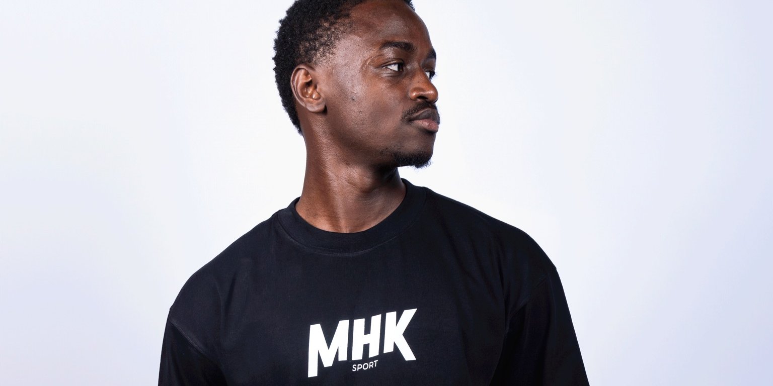 MHK Sport T-shirt — t-shirt de sport noir logo MHK, homme studio