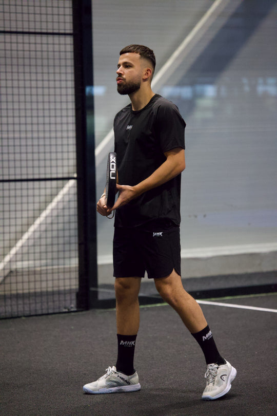 Short MHK Sport — noir, homme, padel, plan pied