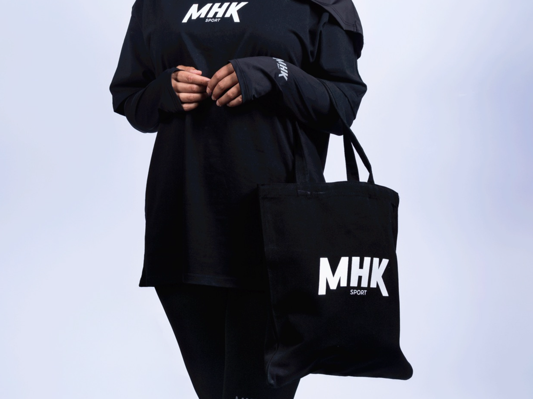 Tote bag MHK Sport — noir, logo, sac cabas