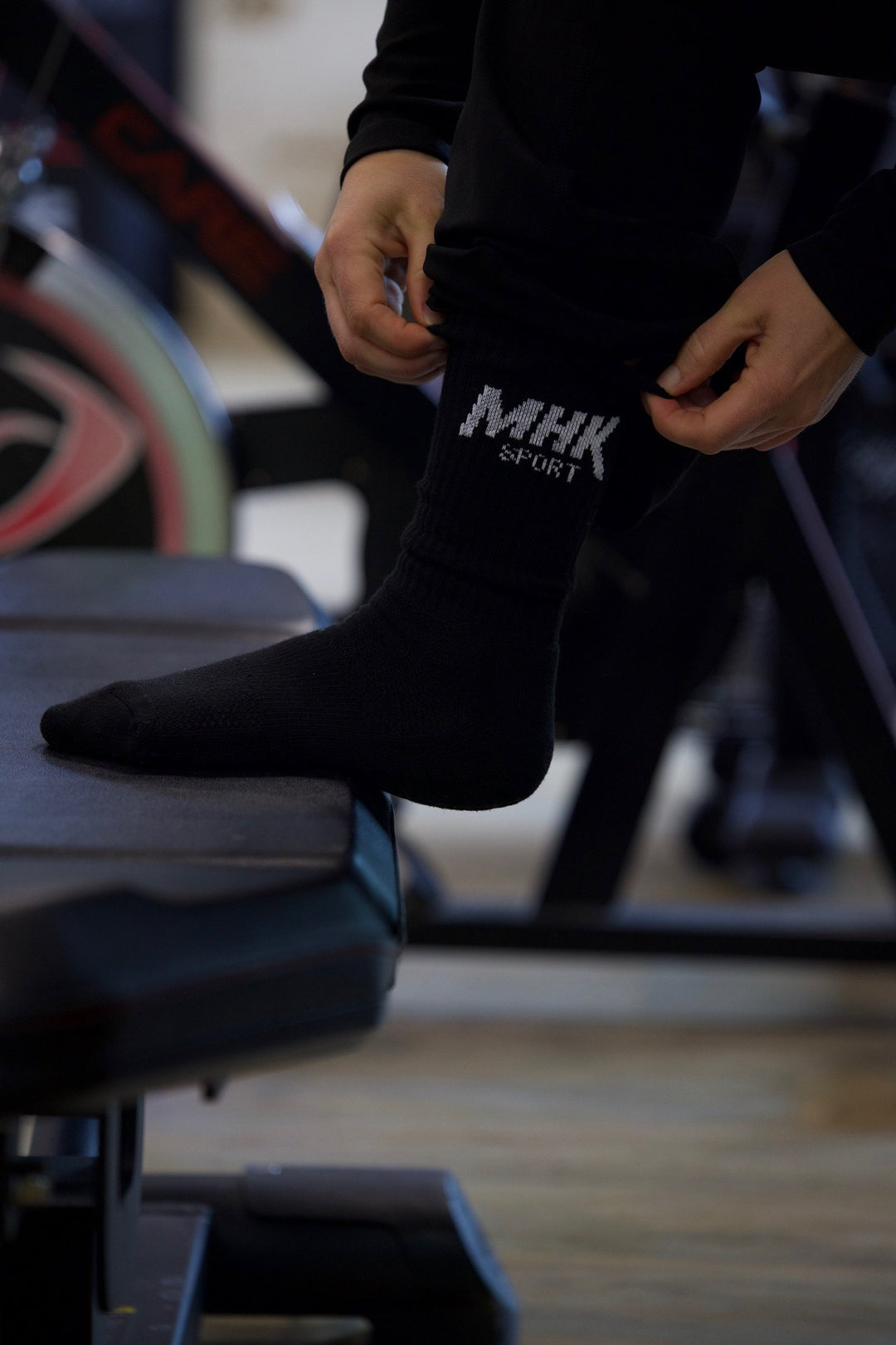Chaussettes MHK Sport — détail, portées